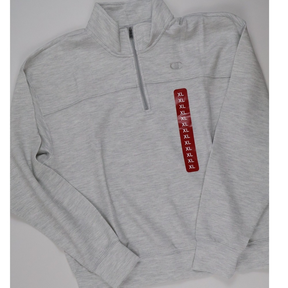 Champion Pullover Air Layer Rib 1/4 Zip Grey Textured XL NWT